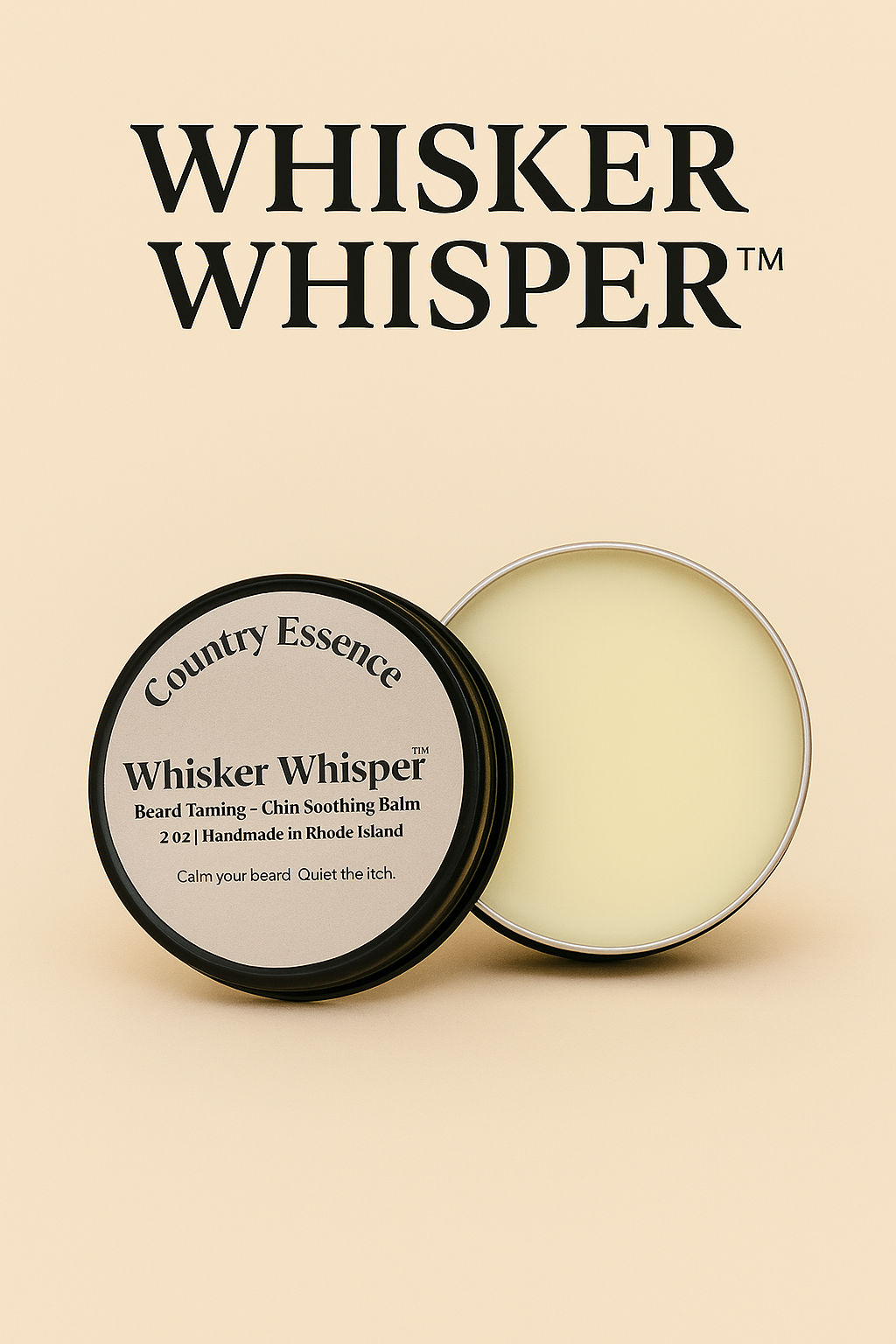 Whisker Whisper™ Beard Balm - Natural Tallow Beard Taming & Chin Soothing Treatment | Handmade in Rhode Island | 2oz