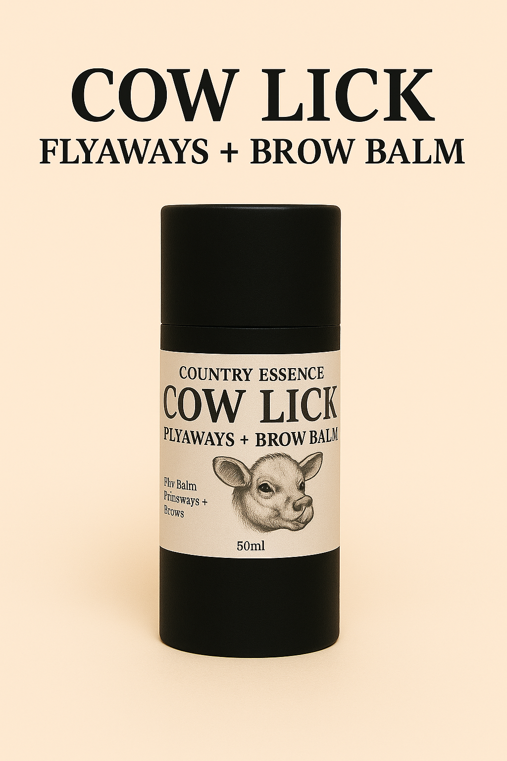 Cow Lick™ Multi-Use Tallow Balm - Flyaway Hair & Eyebrow Styling | Push-Up Applicator | Handmade in Rhode Island | 50ml